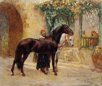 アラブ Painting - カイロの野蛮な馬 フレデリック・アーサー・ブリッジマン アラブ